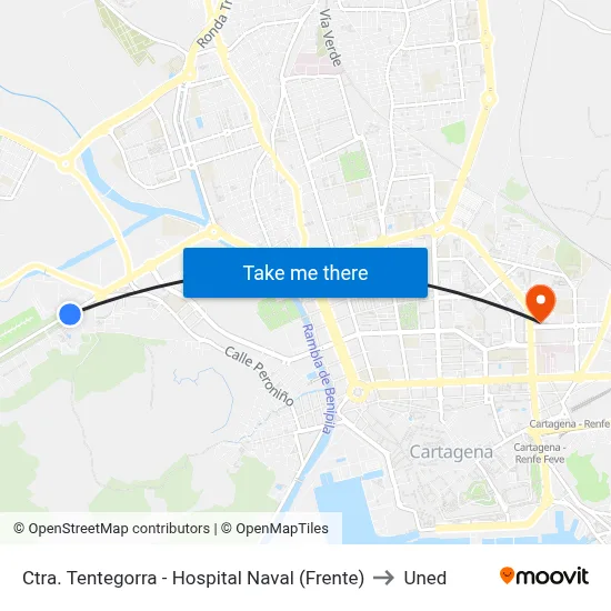 Ctra. Tentegorra - Hospital Naval (Frente) to Uned map