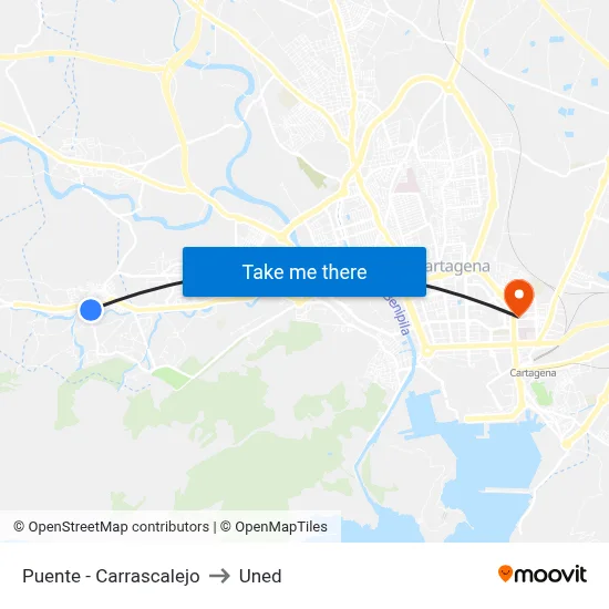 Puente - Carrascalejo to Uned map