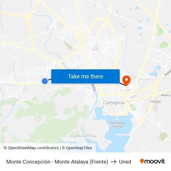Monte Concepción - Monte Atalaya (Frente) to Uned map