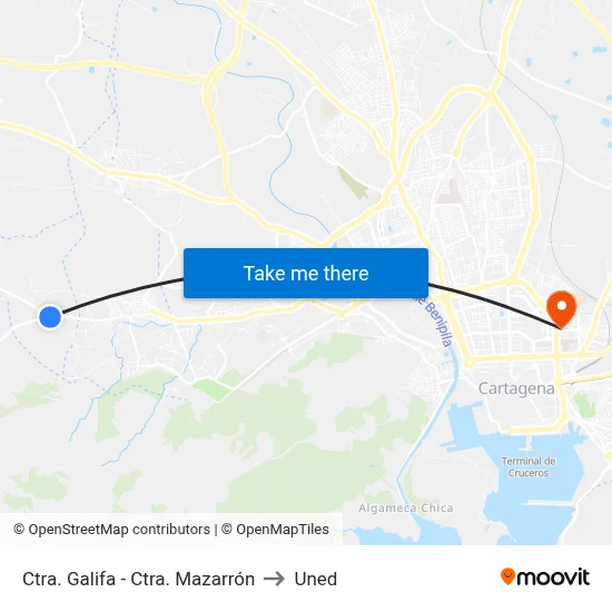 Ctra. Galifa - Ctra. Mazarrón to Uned map