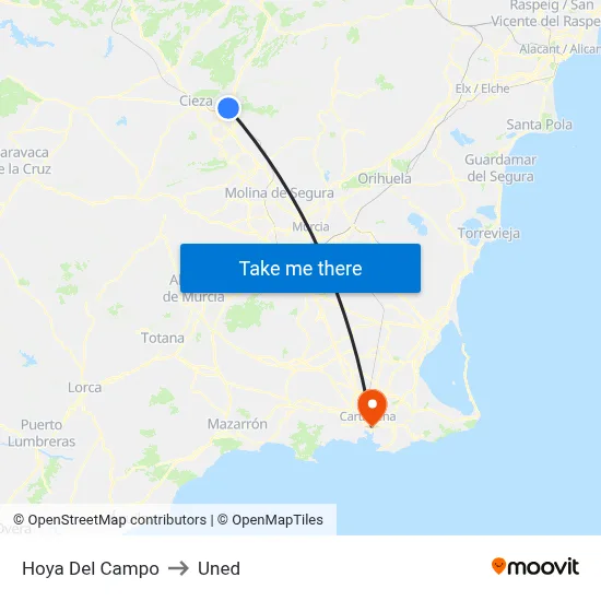 Hoya Del Campo to Uned map