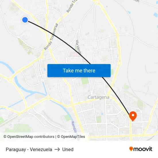 Paraguay - Venezuela to Uned map