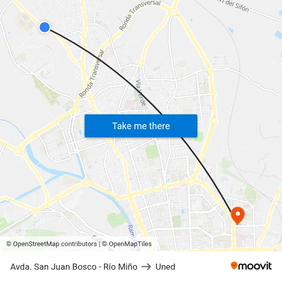Avda. San Juan Bosco - Río Miño to Uned map