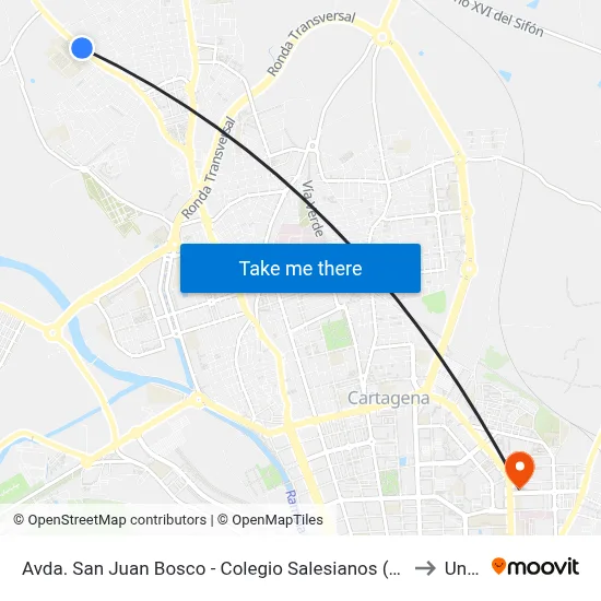 Avda. San Juan Bosco - Colegio Salesianos (Frente) to Uned map