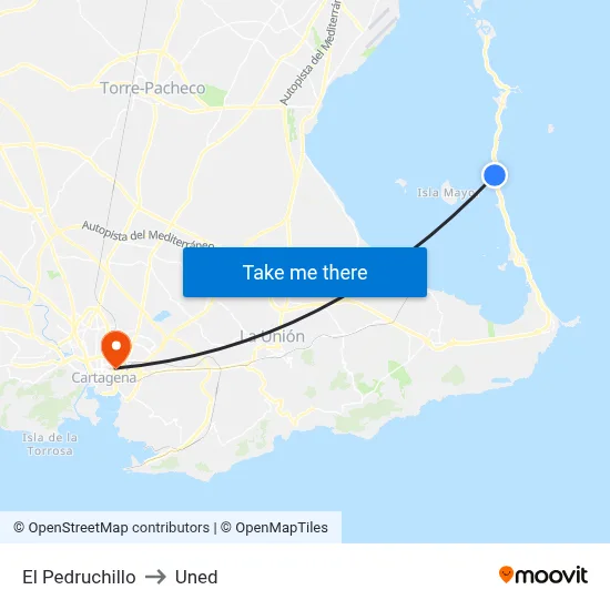 El Pedruchillo to Uned map