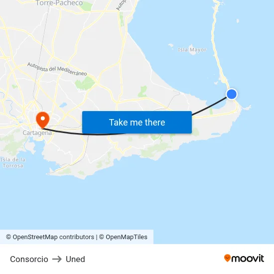 Consorcio to Uned map