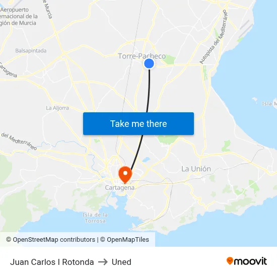 Juan Carlos I Rotonda to Uned map