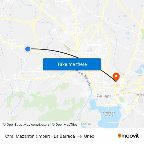 Ctra. Mazarrón (Impar) - La Barraca to Uned map