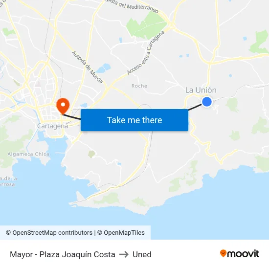 Mayor - Plaza Joaquín Costa to Uned map