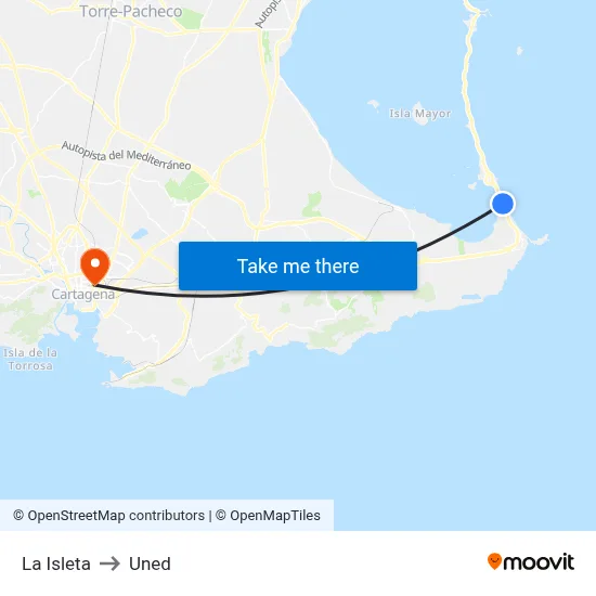 La Isleta to Uned map