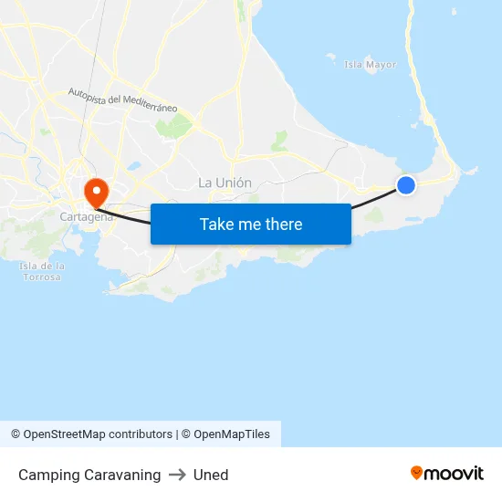 Camping Caravaning to Uned map