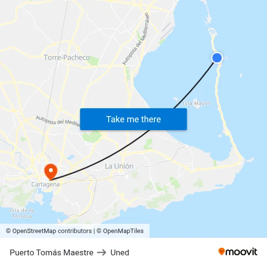 Puerto Tomás Maestre to Uned map