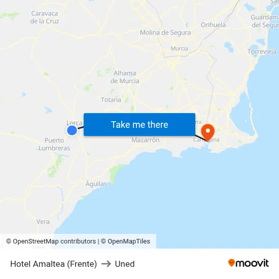 Hotel Amaltea (Frente) to Uned map