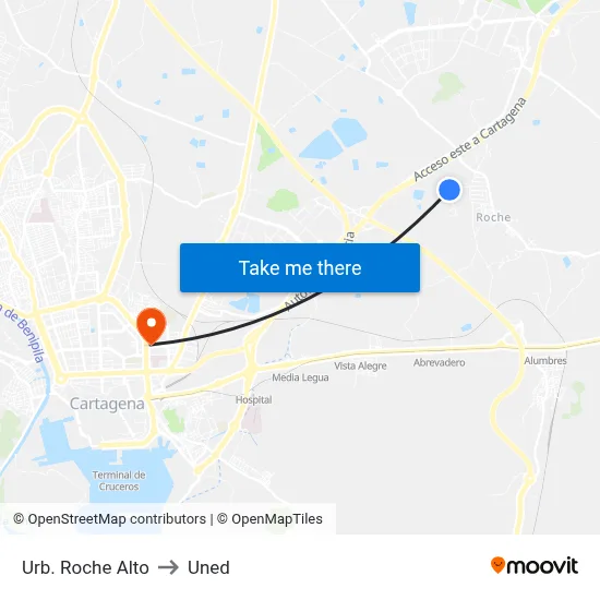 Urb. Roche Alto to Uned map