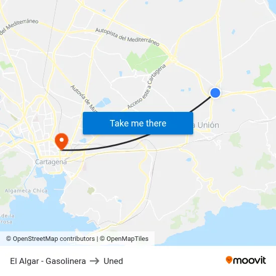 El Algar - Gasolinera to Uned map