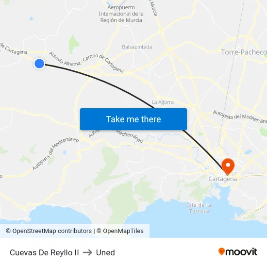 Cuevas De Reyllo II to Uned map