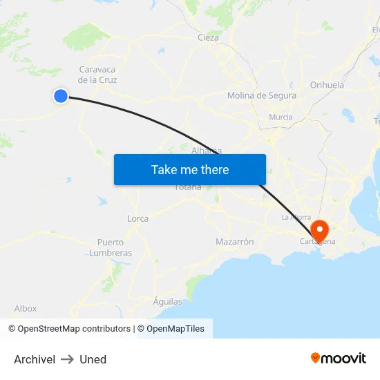 Archivel to Uned map