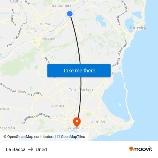 La Basca to Uned map