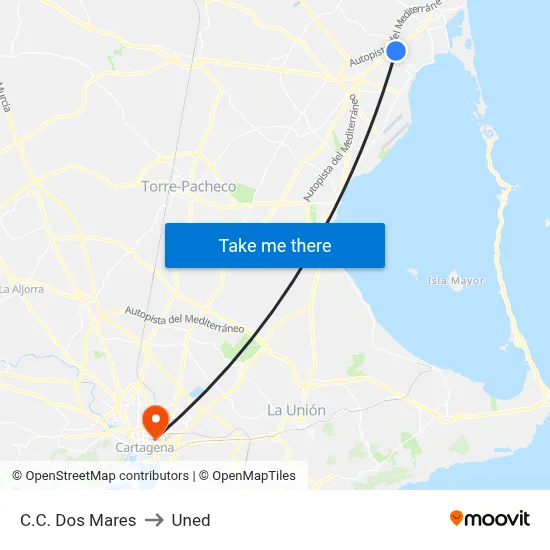C.C. Dos Mares to Uned map