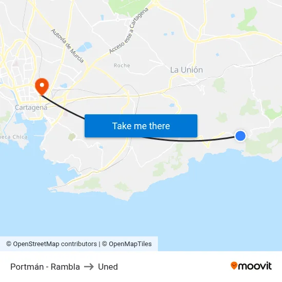 Portmán - Rambla to Uned map