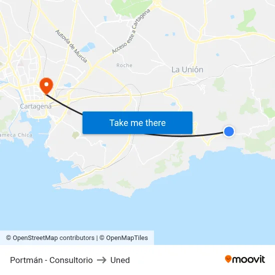 Portmán - Consultorio to Uned map
