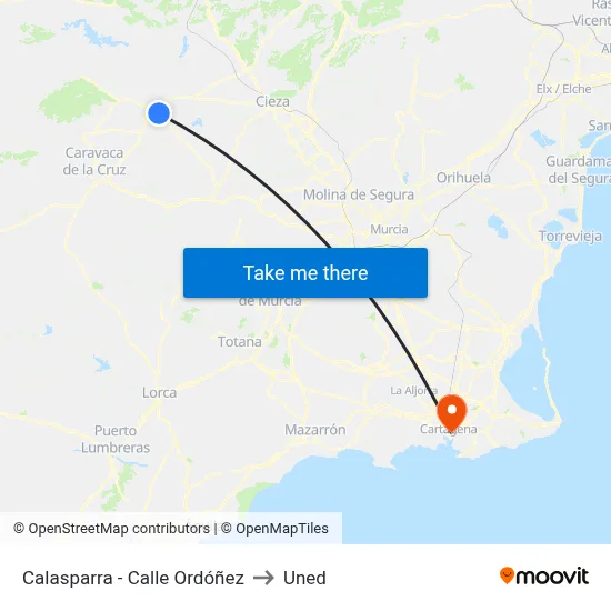 Calasparra - Calle Ordóñez to Uned map