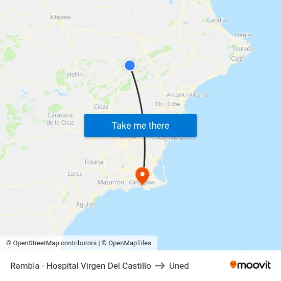 Rambla - Hospital Virgen Del Castillo to Uned map
