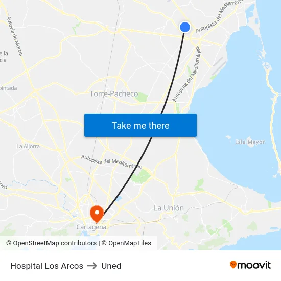 Hospital Los Arcos to Uned map