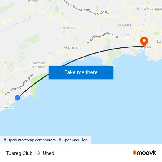 Tuareg Club to Uned map