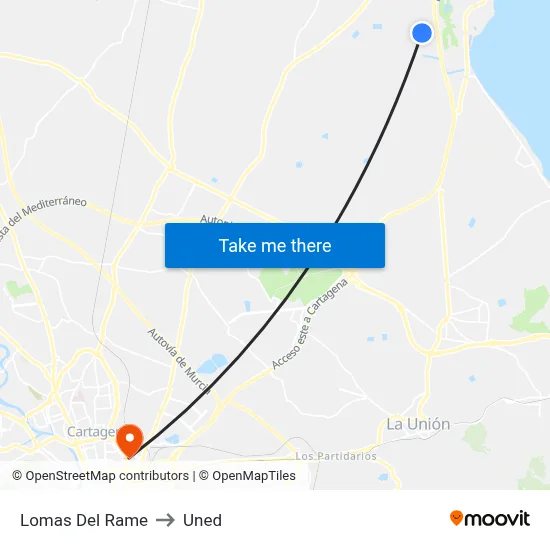 Lomas Del Rame to Uned map
