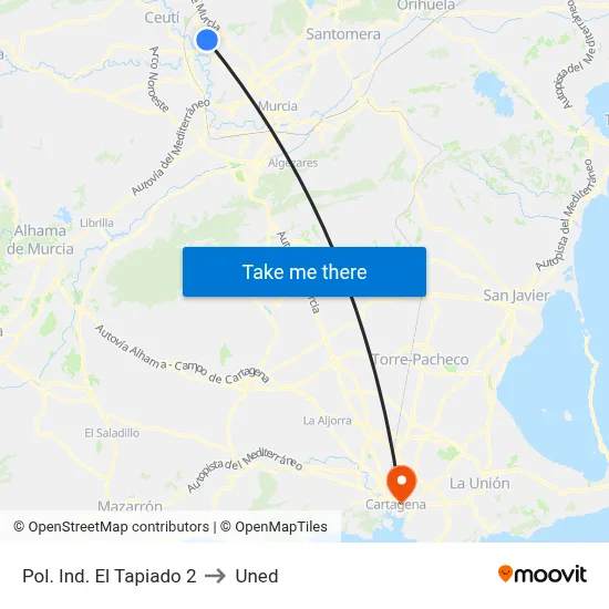 Pol. Ind. El Tapiado 2 to Uned map
