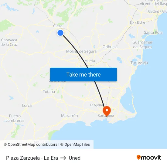 Plaza Zarzuela - La Era to Uned map