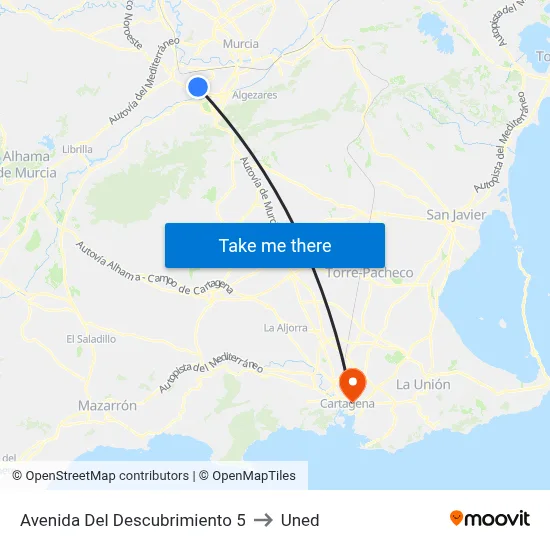 Avenida Del Descubrimiento 5 to Uned map