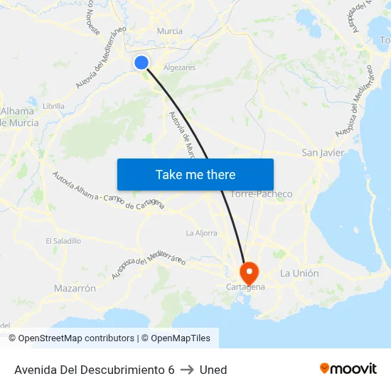 Avenida Del Descubrimiento 6 to Uned map