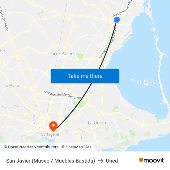 San Javier (Museo / Muebles Bastida) to Uned map