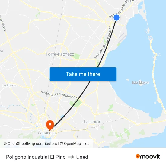 Polígono Industrial El Pino to Uned map