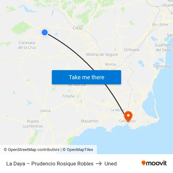 La Daya – Prudencio Rosique Robles to Uned map