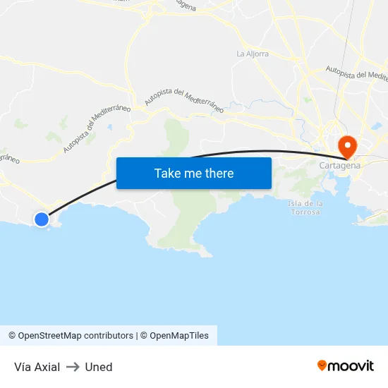 Vía Axial to Uned map