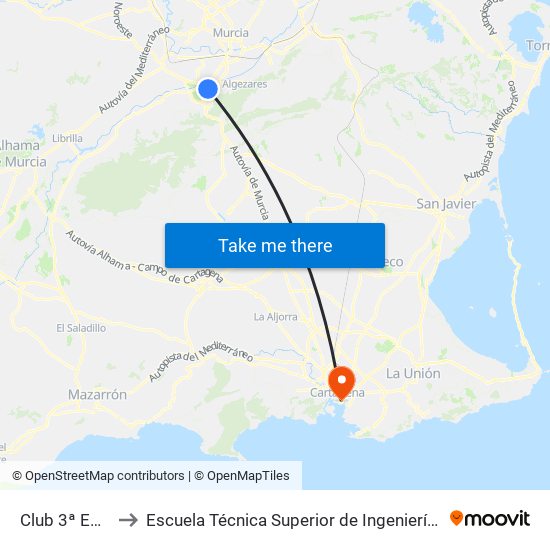 Club 3ª Edad (Impar) to Escuela Técnica Superior de Ingeniería de Telecomunicaciones - Upct map