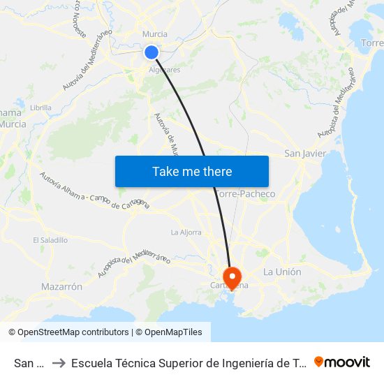 San Pío X to Escuela Técnica Superior de Ingeniería de Telecomunicaciones - Upct map