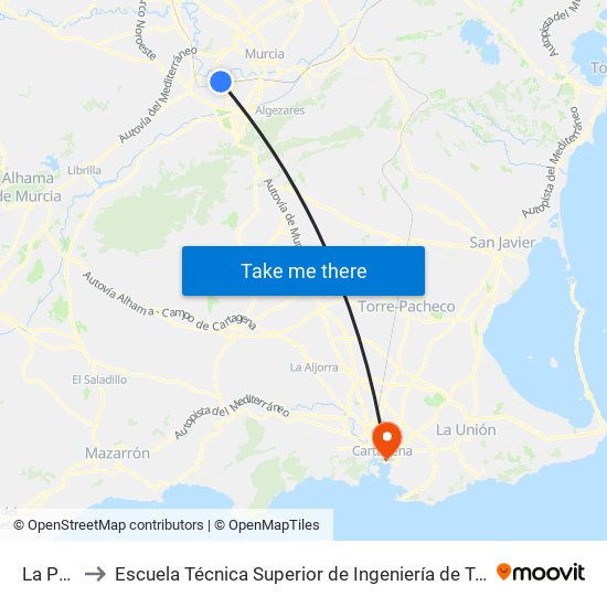 La Pollera to Escuela Técnica Superior de Ingeniería de Telecomunicaciones - Upct map