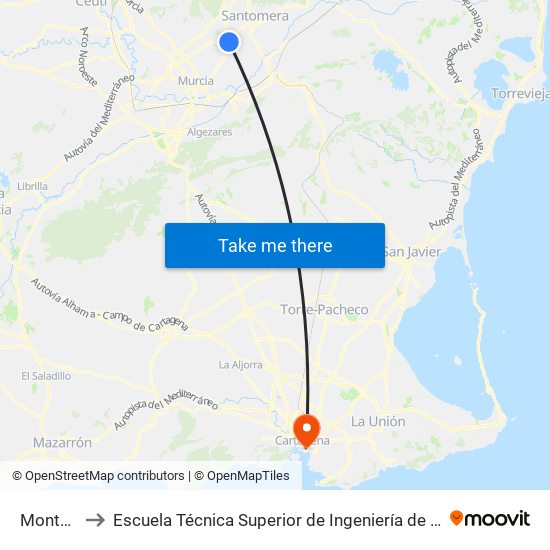 Monte Pinar to Escuela Técnica Superior de Ingeniería de Telecomunicaciones - Upct map