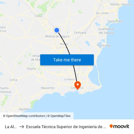 La Albarda to Escuela Técnica Superior de Ingeniería de Telecomunicaciones - Upct map