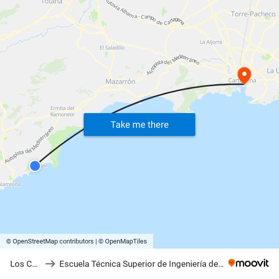 Los Collados to Escuela Técnica Superior de Ingeniería de Telecomunicaciones - Upct map