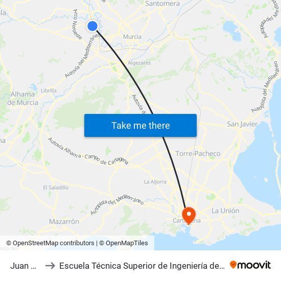 Juan Carlos I to Escuela Técnica Superior de Ingeniería de Telecomunicaciones - Upct map