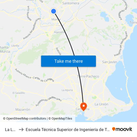 La Ladera to Escuela Técnica Superior de Ingeniería de Telecomunicaciones - Upct map