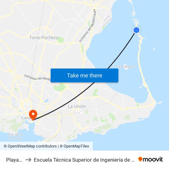 Playa Chica to Escuela Técnica Superior de Ingeniería de Telecomunicaciones - Upct map