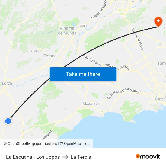 La Escucha - Los Jopos to La Tercia map