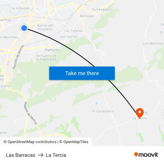 Las Barracas to La Tercia map