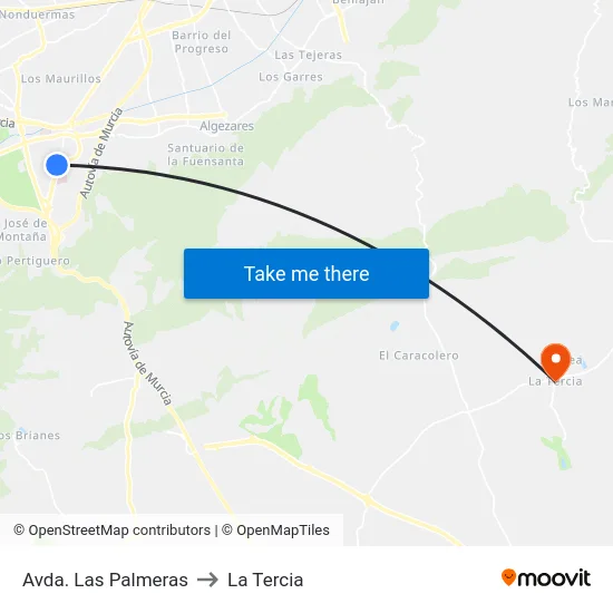 Avda. Las Palmeras to La Tercia map